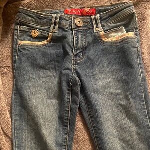 Trendy Boot Cut Jeans in Classic Blue